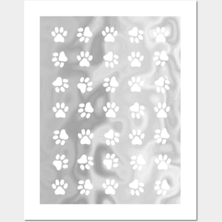 PUPPY Paw Print Abstract Grey Posters and Art